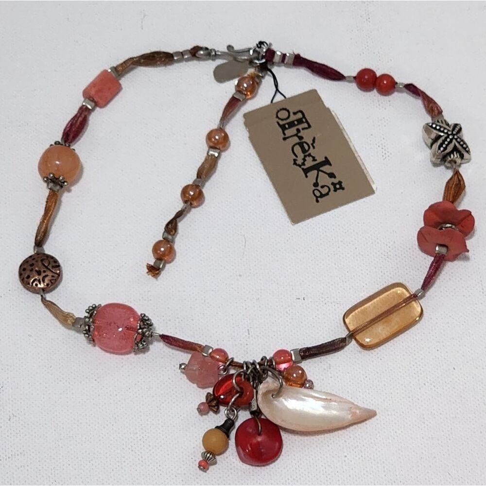 TRESKA funky‎ beaded shell necklace new